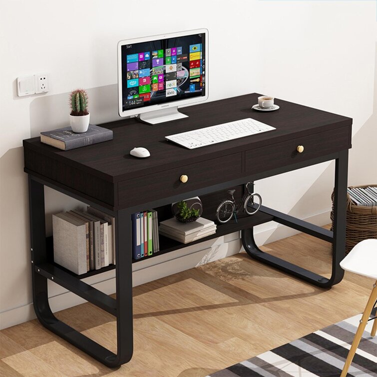 Details about   White Black Wooden Computer Desk Laptop PC Table Shelves Small  Workstation