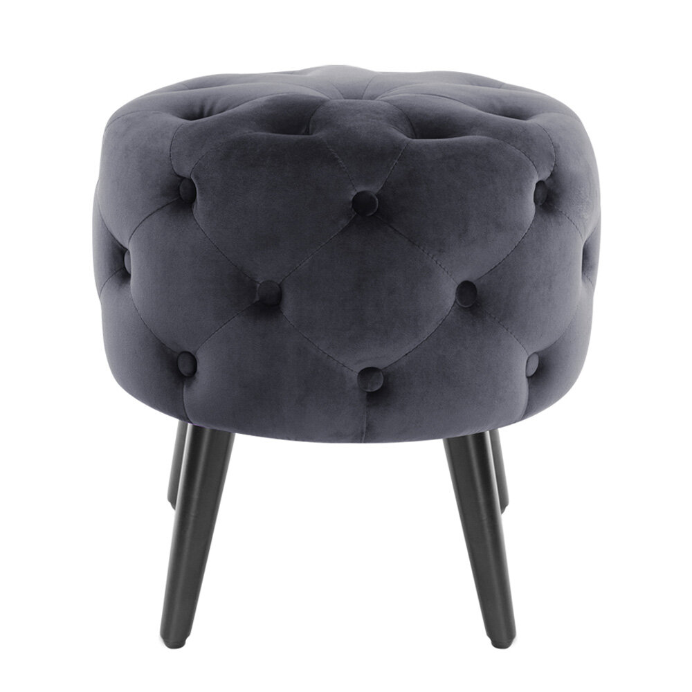 grey fabric dressing table stool