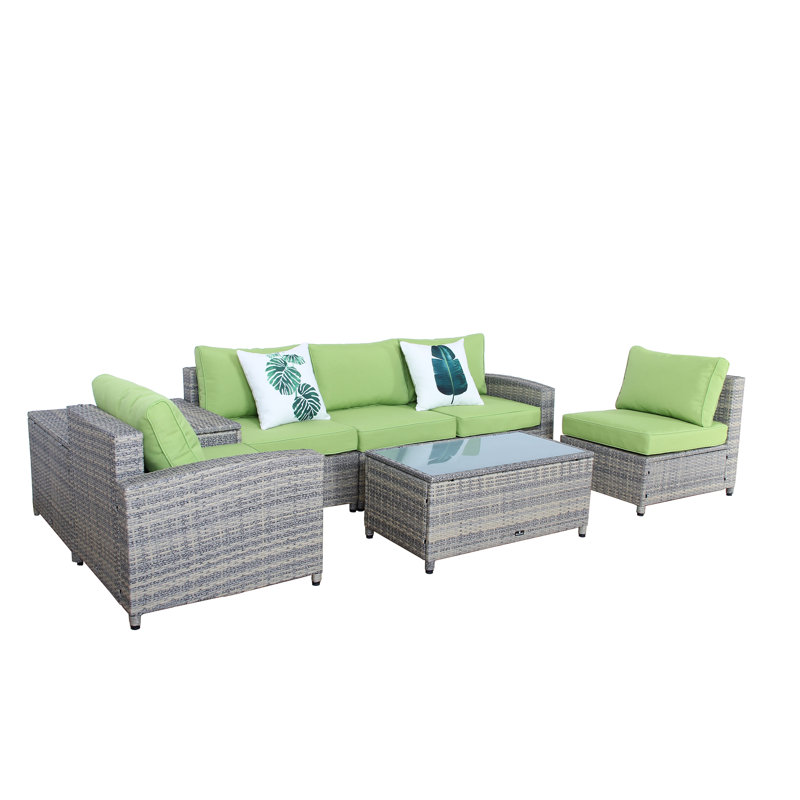 Bayou Breeze Ingrid 7 Piece Rattan Sofa Set With Cushions Reviews Ingrid 7 Piece Rattan Sofa Set With Cushions