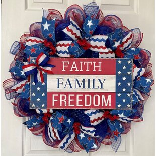 Patriotic Wreath Red White and Blue Wreath Memorial Day 4th of July Wreath Labor Day Wreath