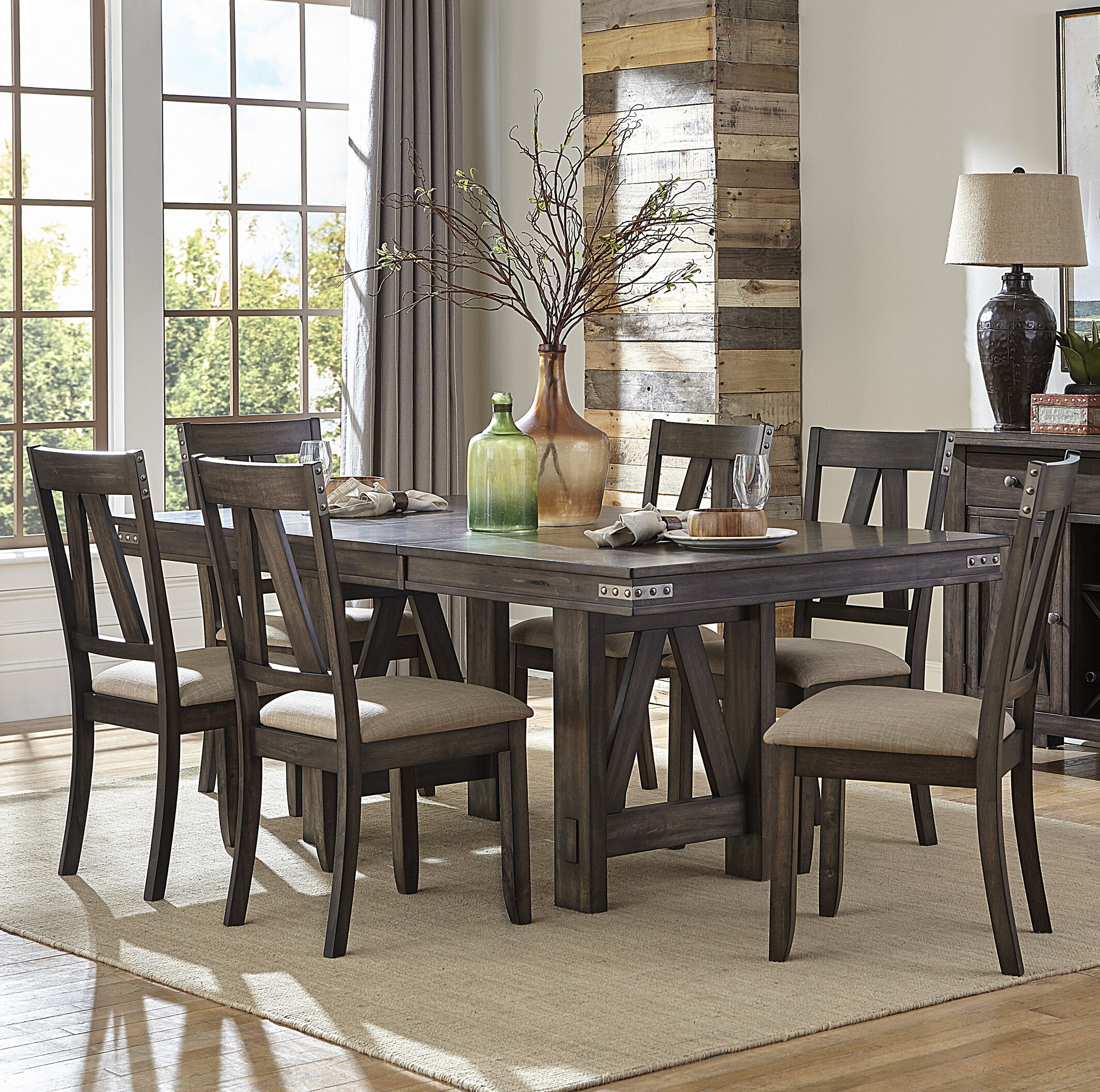 oak dining table and six chairs