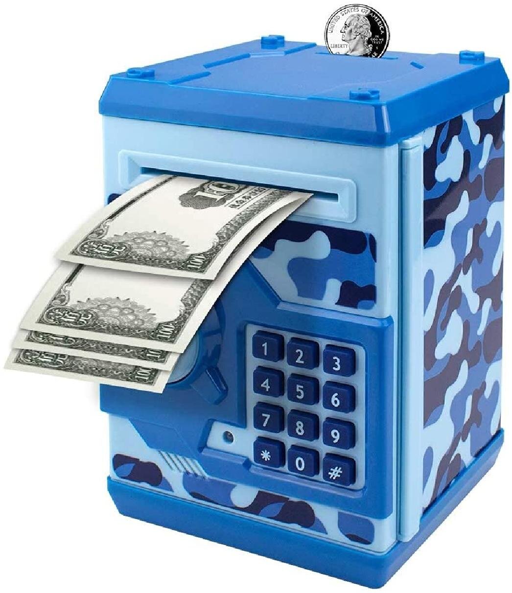 Children Kids Code Electronic Piggy Banks Toy Mini ATM Money Coin Saving Box 