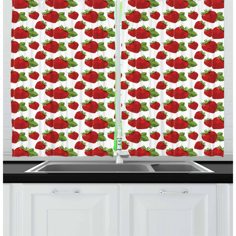 East Urban Home Strawberry Kitchen Curtain Wayfair