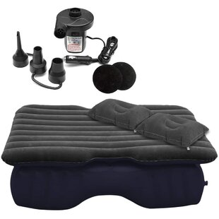 Light Coffee Portable Flocking Surface Inflatable Car Air Mattress Back Seat Cushion with Electric Air Pump Travel Camping Blow-Up Sleep Pad fits for Universal SUV Truck Car Air Bed 