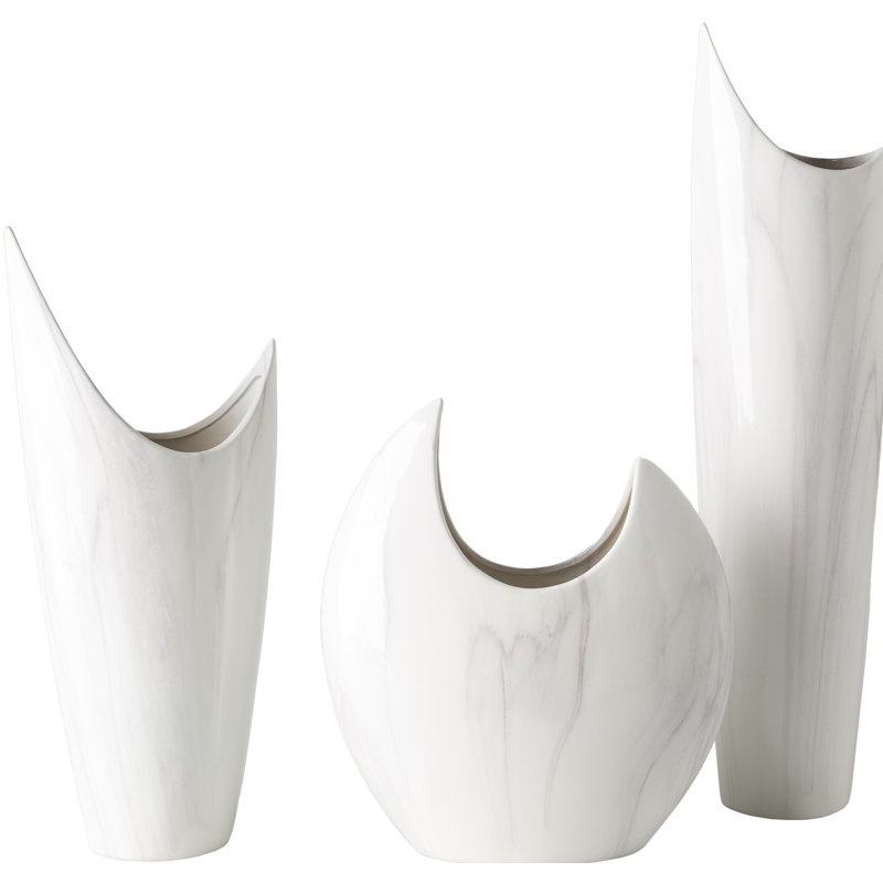3 Piece White Ceramic Table Vase Set Reviews Allmodern 3 Piece White Ceramic Table Vase Set
