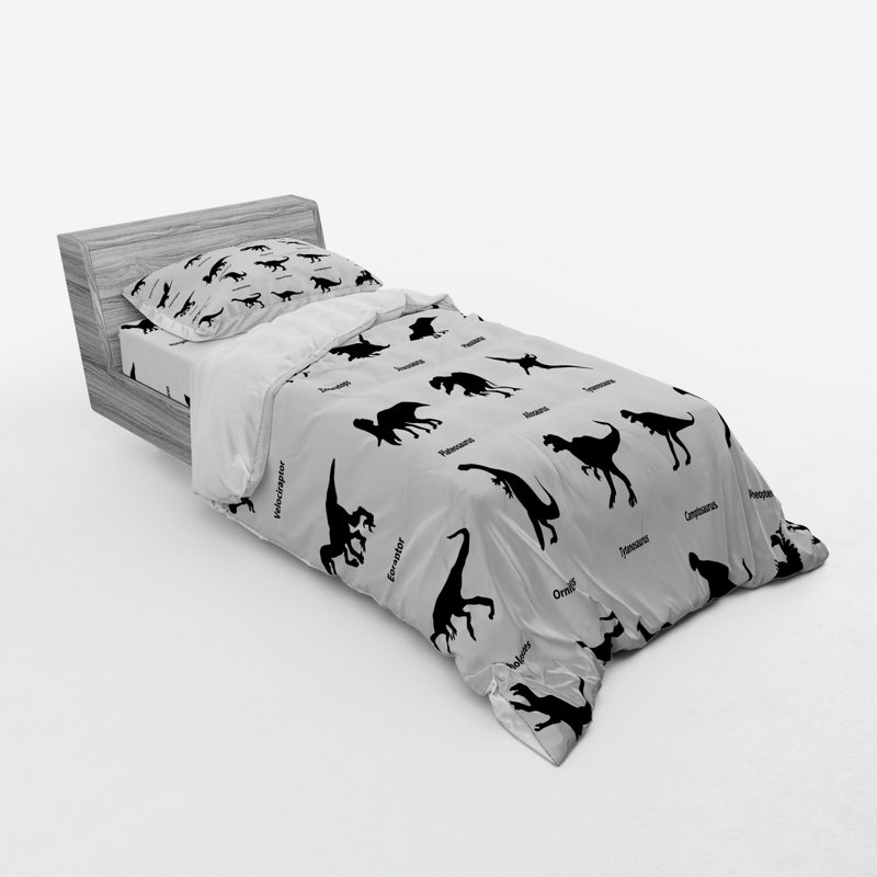 monochrome dinosaur bedding