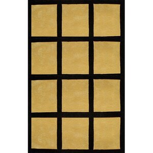 Bright Yellow/Black Window Blocks Area Rug