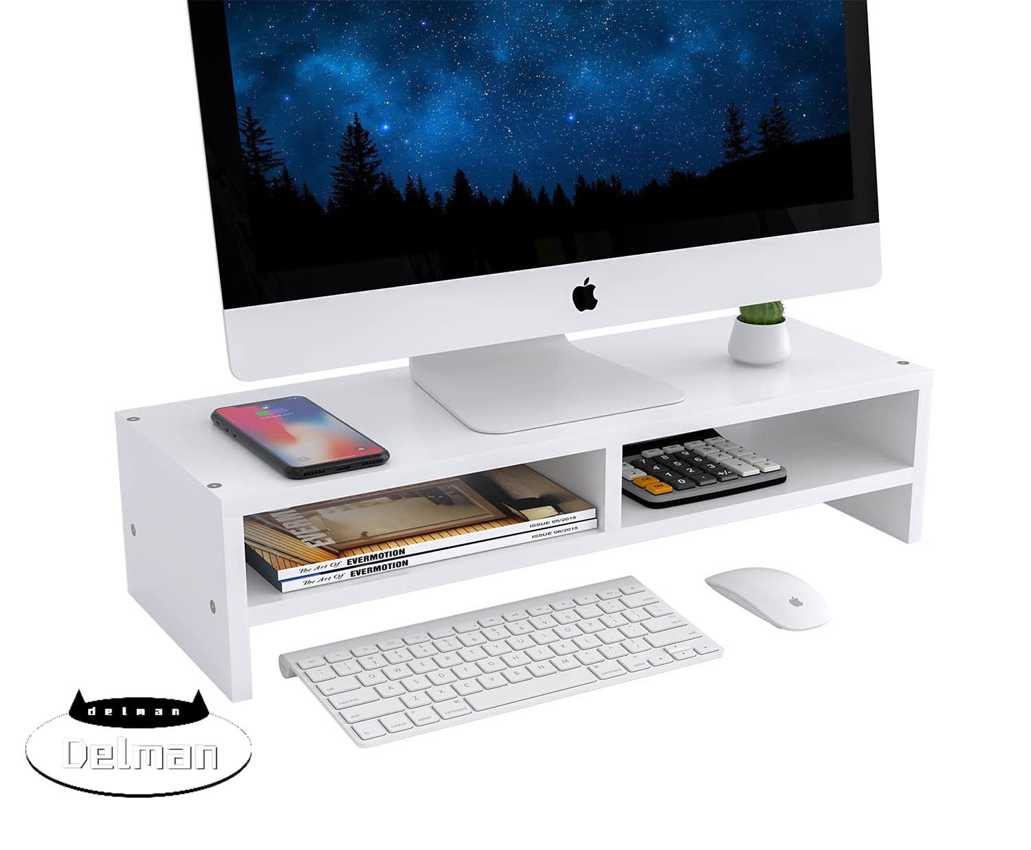 white monitor stand riser desk organizer