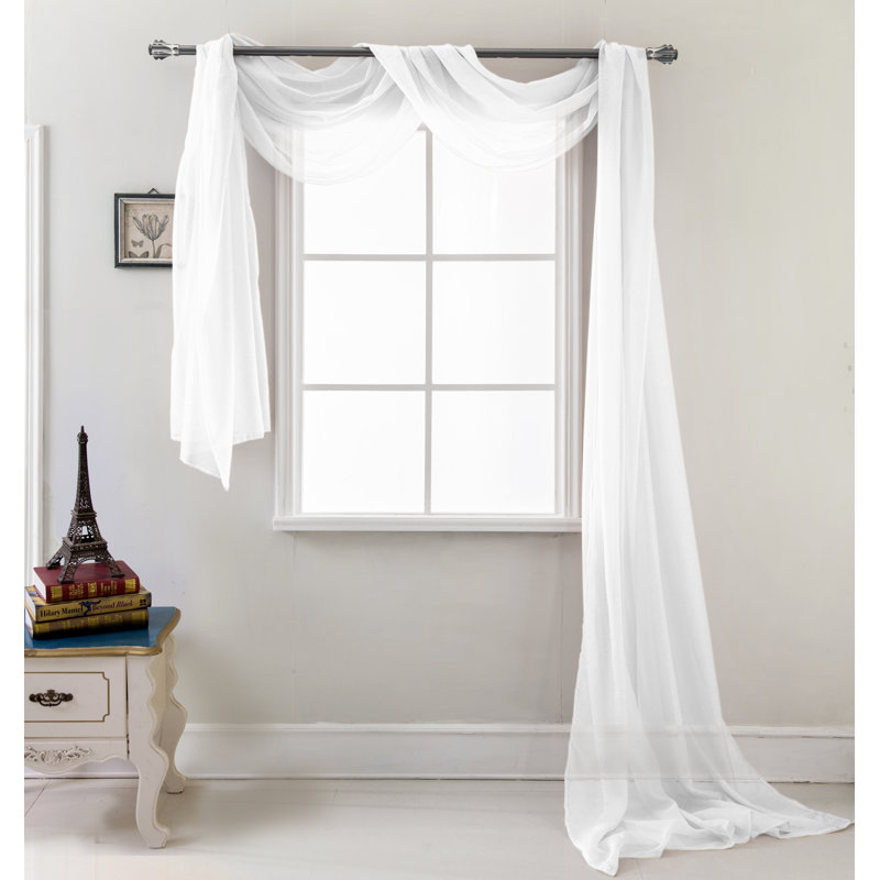 Winston Porter Brannon Solid Sheer Window Scarf Reviews Wayfair Winston Porter Brannon Solid Sheer
