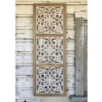 Bungalow Rose Marrakech Three Panel Carved Wood Wall Decor Wayfair