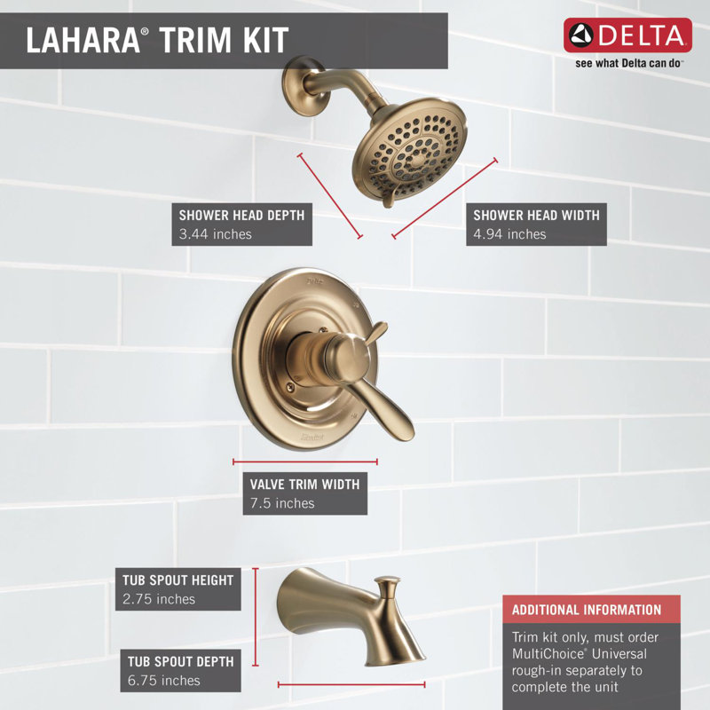 T17438 Ss Cz Delta Lahara Tub And Shower Faucet Trim With Lever