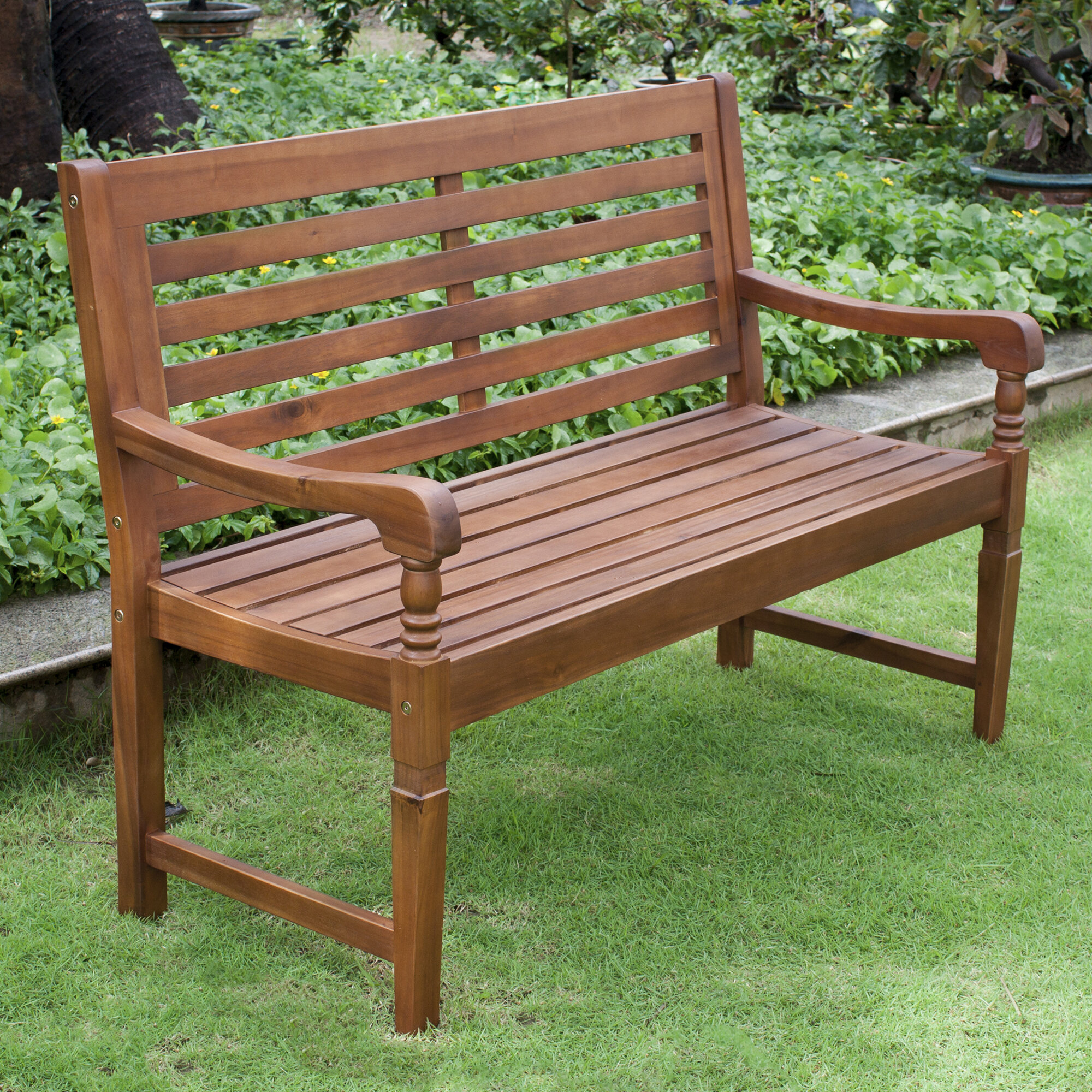 solid hardwood garden bench