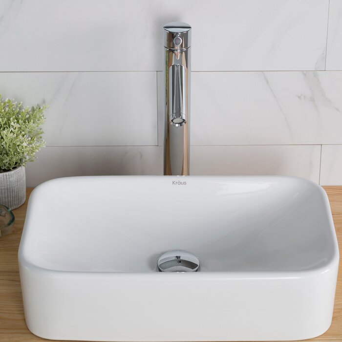 Ceramic Ceramic Rectangular Vessel Bathroom Sink With Faucet