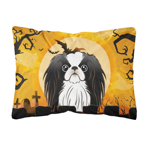 The Holiday Aisle Louisburg Halloween Japanese Chin Fabric Indoor Outdoor Throw Pillow Wayfair