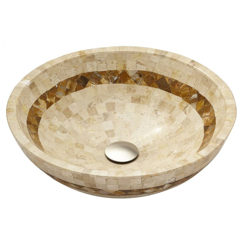Mosaic Above Counter Bowl Stone Circular Vessel Bathroom Sink