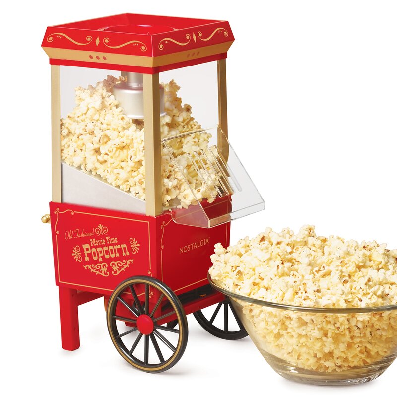 popcorn popper and cart