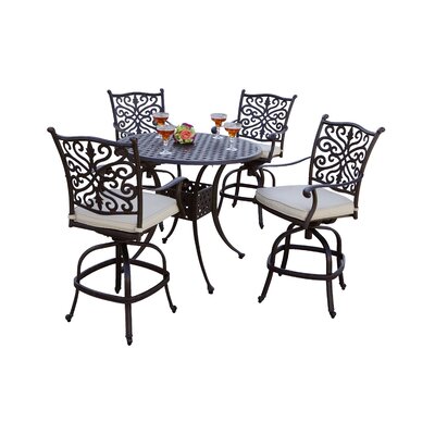 Astoria Grand Archway 5 Piece Bar Height Dining Set with Cushions