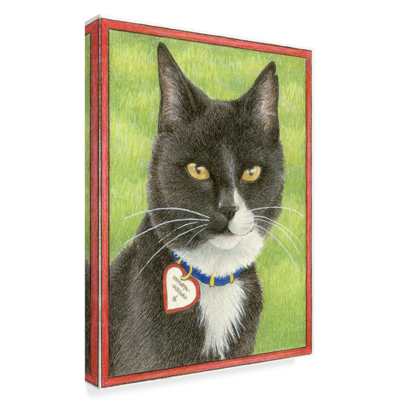 Trademark Art Black And White Cat Acrylic Painting Print On