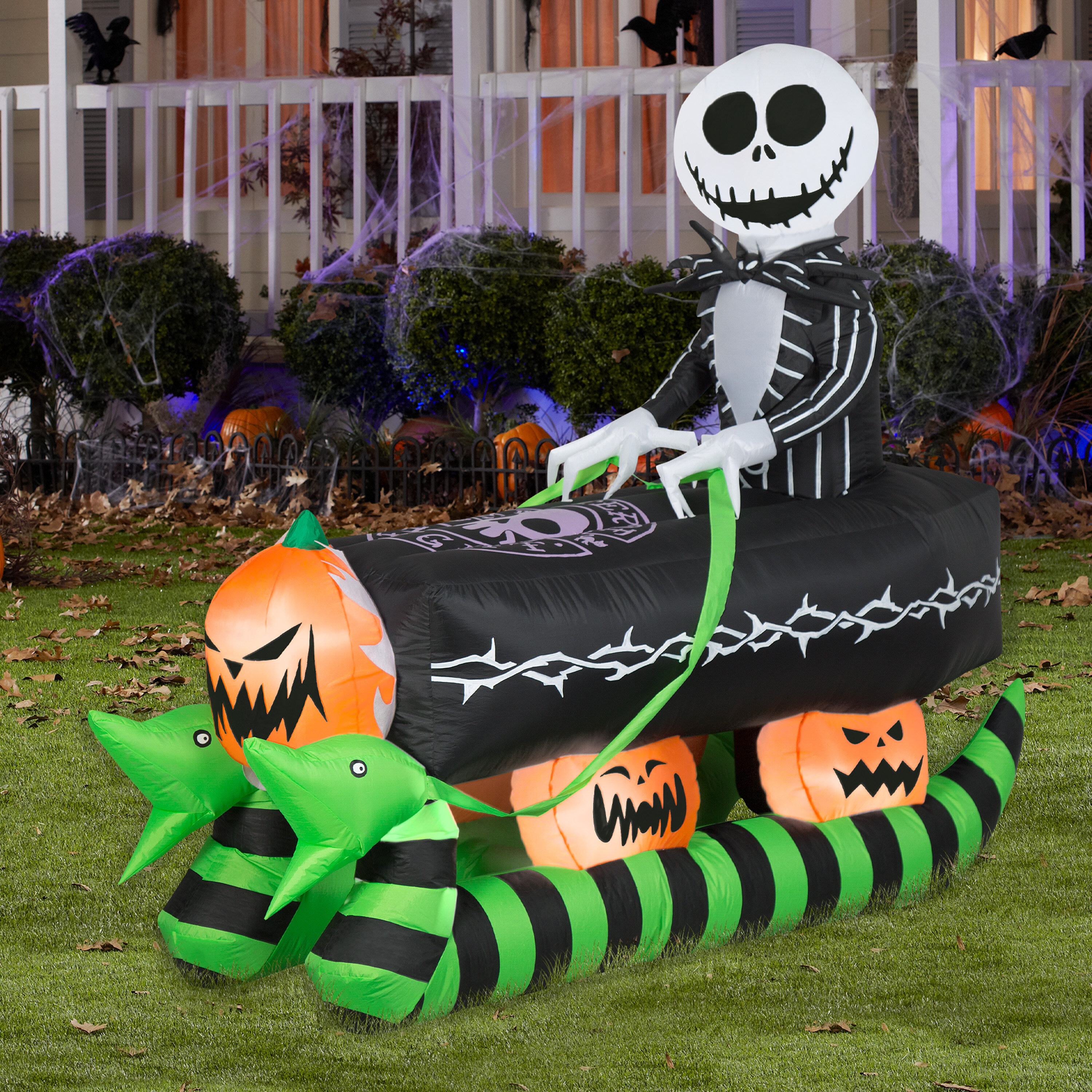 Airblown Inflatable Jack Skellington with Pumpkin Gemmy Halloween Yard Decor 