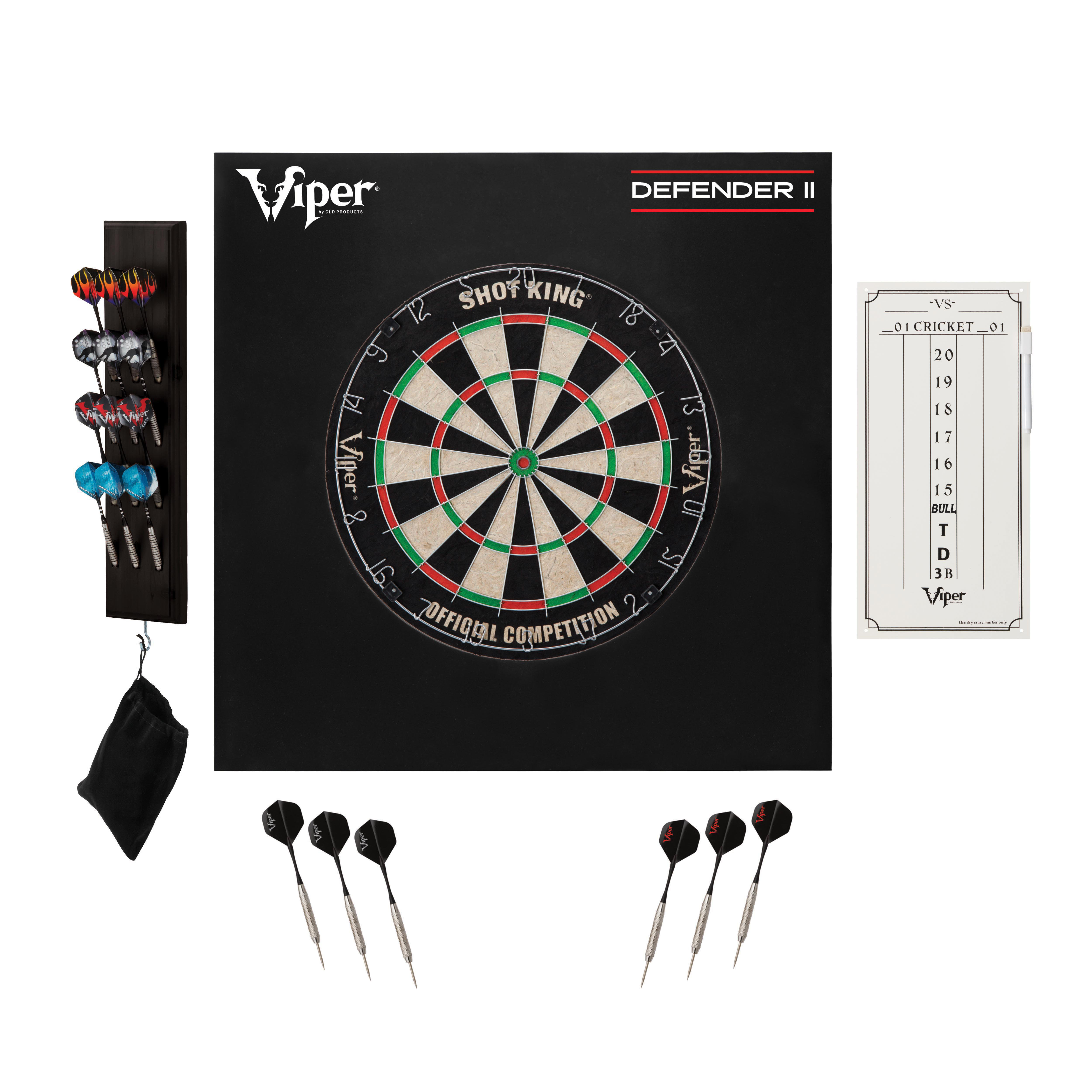 Viper Shot King Dartboard, Wall Defender II, Dry Erase Scoreboard, And