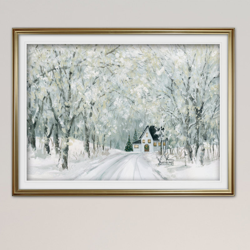 'Christmas Lane' Framed Acrylic Painting Print Size: 24" H x 32" W x 1.5" D, Frame Color: Gold