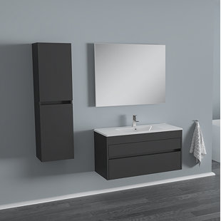 Sale Whiteley 39 Wall-Mounted Single Bathroom Vanity Set with Mirror (Set of 3) By Orren Ellis