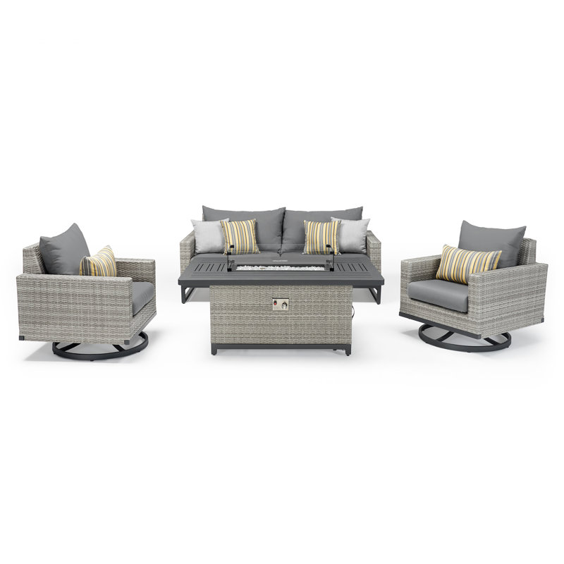Wade Logan Minor 4 Piece Rattan Sunbrella Sofa Seating Group With