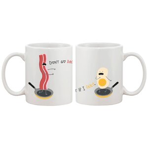 2 Piece Don't Bacon My Heart and I Couldn't If I Fried Funny Couple Matching 11 oz Mug Set