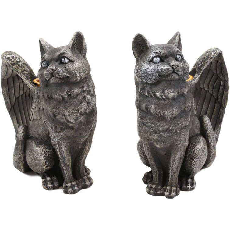 Gothic Winged Cat Gargoyle Figurine 