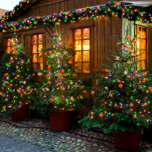Snow Globe Christmas Tree String LED Lights Set Battery Operates Lot Of 2 Sets 