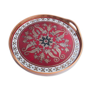 Gilded Reverse Painted Glass Serving Tray