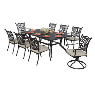 Belton 9 Piece Dining Set With Cushions by Fleur De Lis Living Today Sale Only