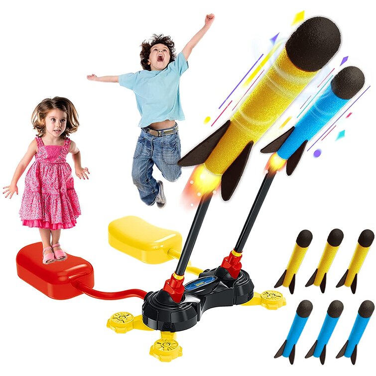 Air Pump Powered Outdoor Toy Rocket Summer Fun Air Pump Rocket Go Up To 100’ 