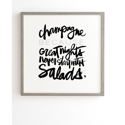 Champagne BW by Kal Barteski - Wrapped Canvas Textual Art Print East Urban Home Format: Weathered Gray Frame, Size: 12
