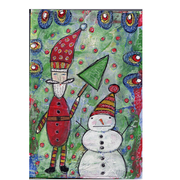 Window Pane Snowman Led Light Up 16 X 11 Stretched Canvas