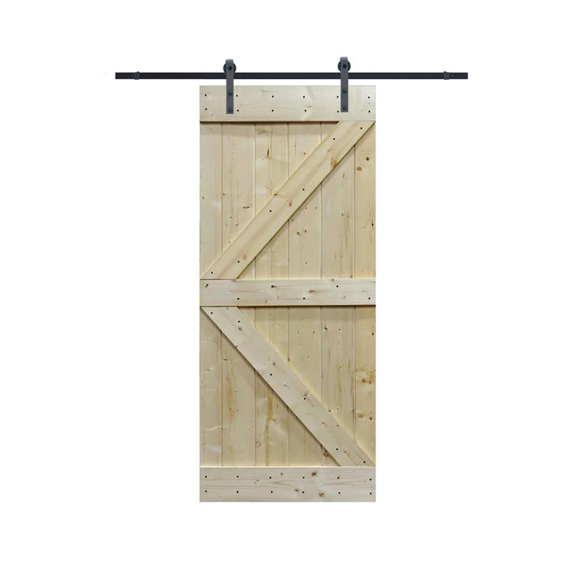 Tms Paneled Wood Unfinished Knotty Barn Door With Installation Hardware Kit Wayfair