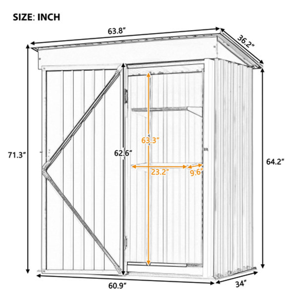 Montcalm 3 ft. W x 5 ft. D Metal Lean-To Garage Shed