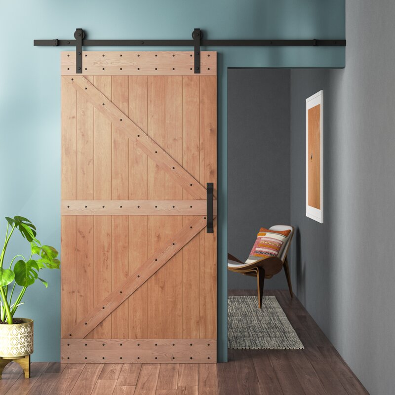 Lubann Paneled Wood Unfinished Barn Door With Installation