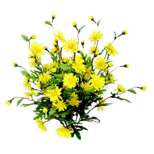 6 Stems Artificial Full Blooming Daisy Flowers, Flower Buds and Greenery