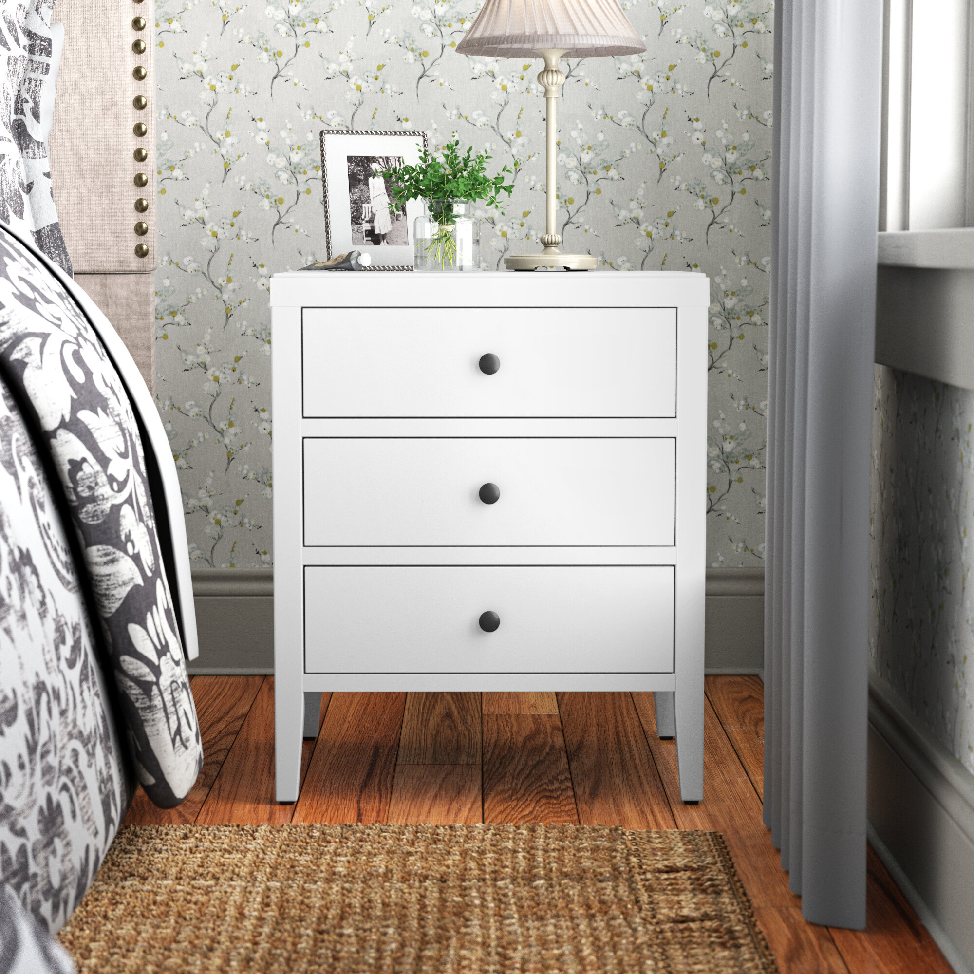 Nightstand Fancy New Modern White Color Bedside End Table Bedroom Furniture 