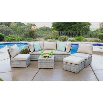 Ringler 6 Piece Rattan Sofa Set With Cushions Reviews Joss Main Quincy 7 Piece Sectional Seating Group With Cushions