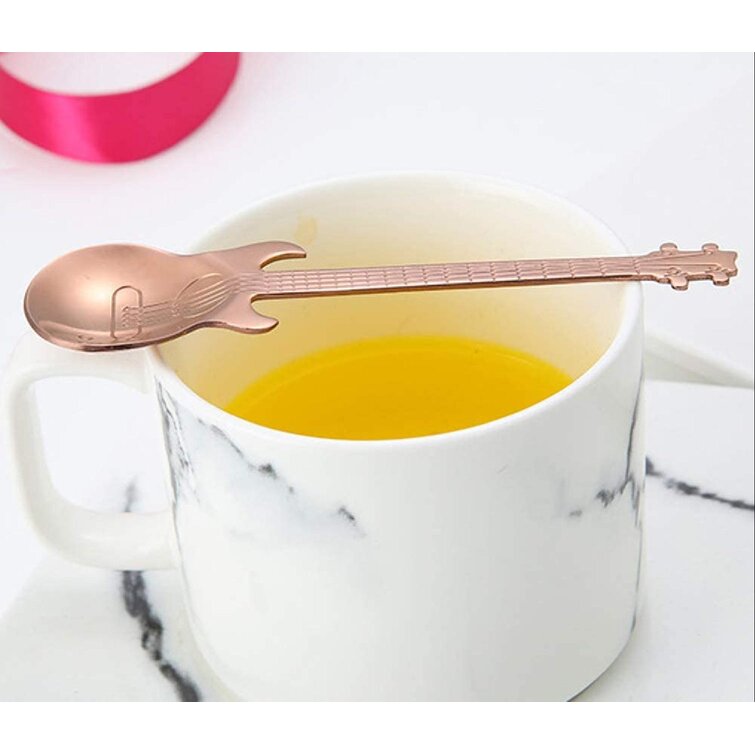 Creative Guitar Coffee Teaspoons Spoon Dessert Tea Set A Cute Stainless Steel Colorful Musical Tea Cake Spoons Set 