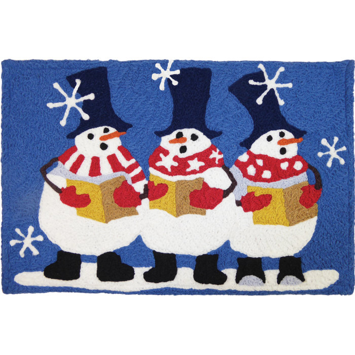 Forest Friends Rug 20 inches by 30 inches Deer and Squirrel Blue Background Mat