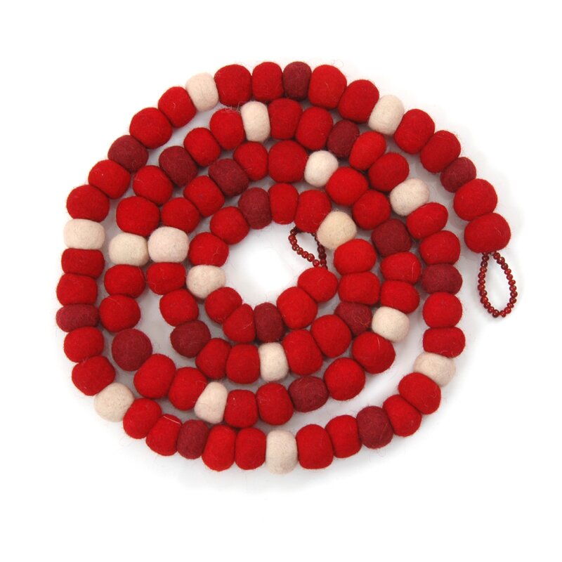 red and white pom pom garland