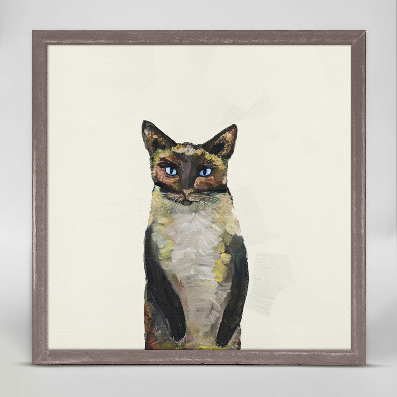 Wrought Studio Siamese Cat On Cream Framed Acrylic Painting