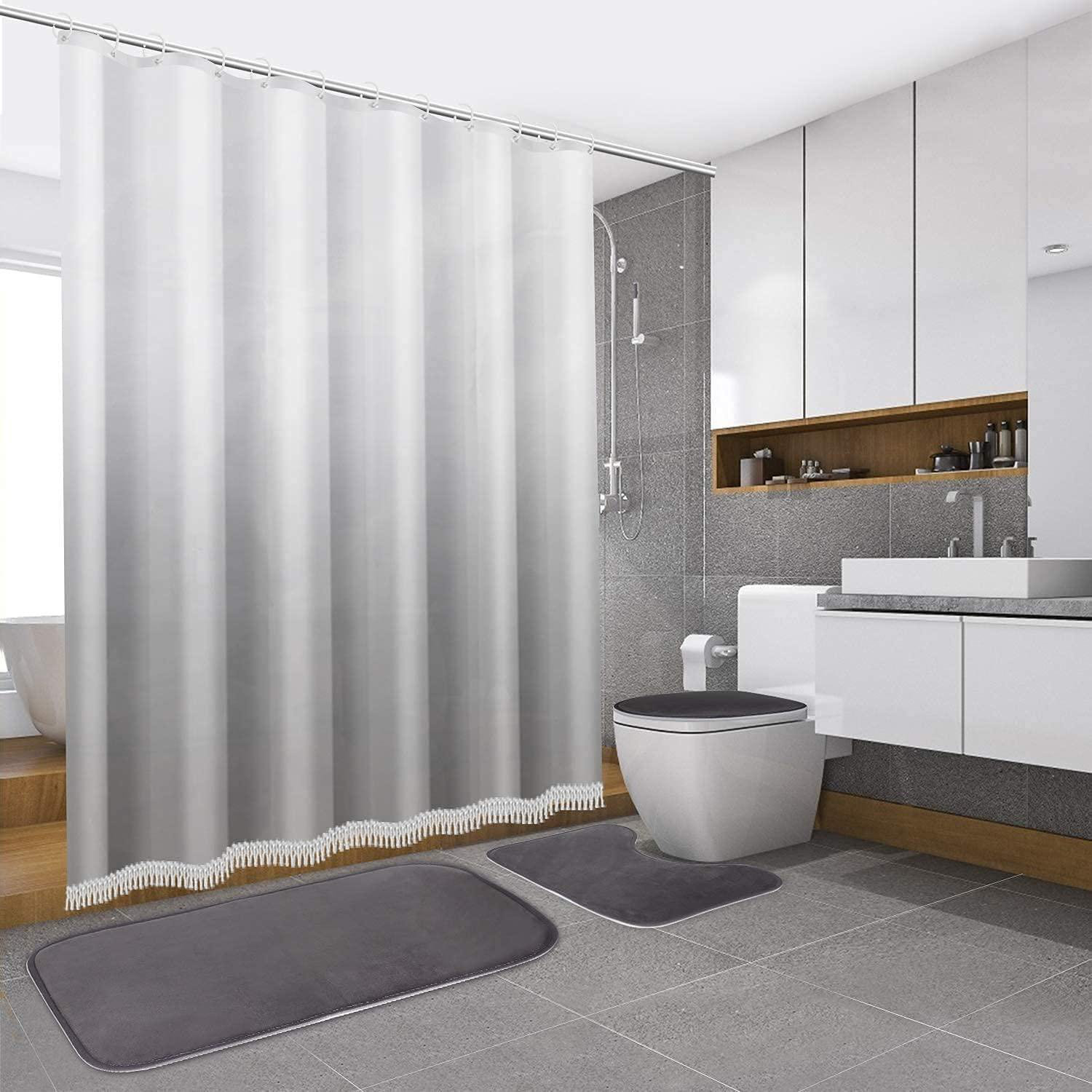 Lameishuju Shower Curtain Set With Bath Mats And Toilet Lid Cover