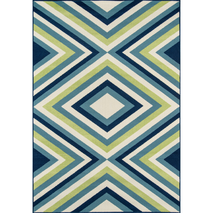George Oliver Turnbow Geometric Green Indoor / Outdoor Area Rug ...