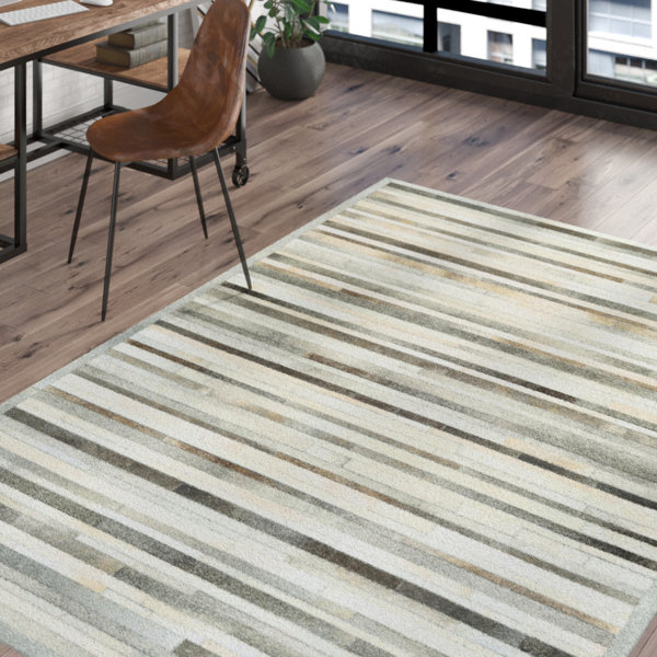 Trent Austin Design Covina Striped Handmade Cowhide Gray Ivory Area Rug Reviews Wayfair