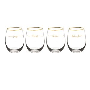 Holiday Bliss 19.25 Oz. Stemless Wine Glass (Set of 4)