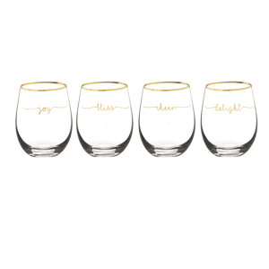 Holiday Bliss 19.25 Oz. Stemless Wine Glass (Set of 4)